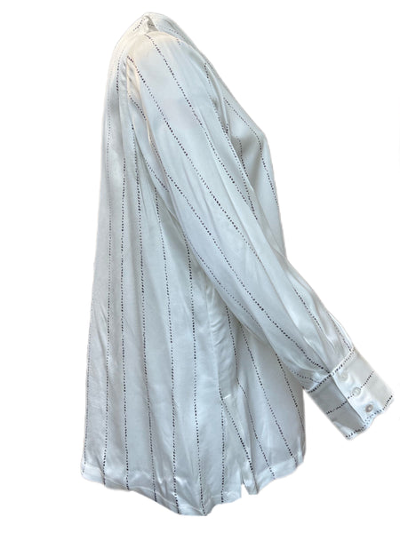 Marina Rinaldi Women's White Berbero Button Down Viscose Shirt NWT