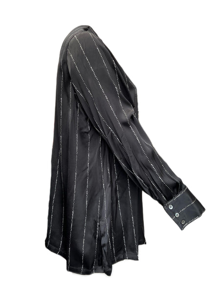 Marina Rinaldi Women's Black Berbero Button Down Shirt Size 24W/33 NWT