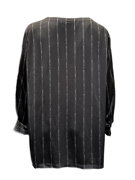 Marina Rinaldi Women's Black Berbero Button Down Shirt Size 24W/33 NWT