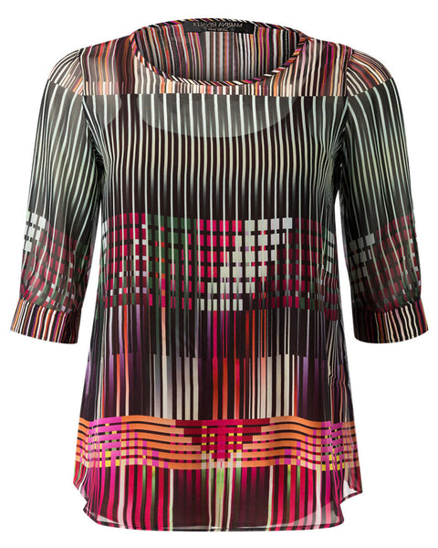 MARINA RINALDI Women's Multicolored Berenice Striped Blouse $795 NWT