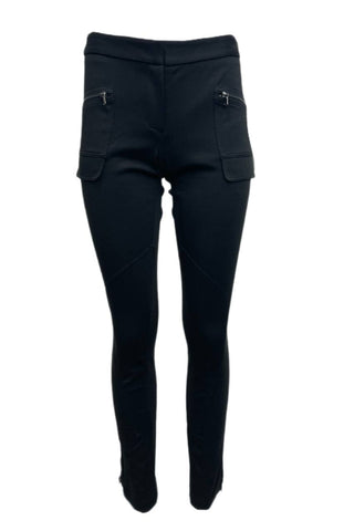 BERGAMO By Ebi Women's Black Slim Stretch Mid Waist Zip Pockets Pants NWT