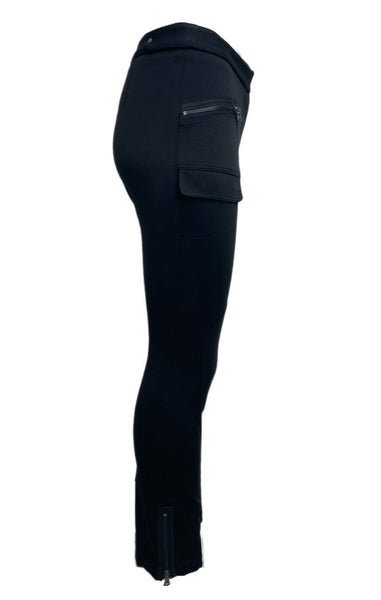 BERGAMO By Ebi Women's Black Slim Stretch Mid Waist Zip Pockets Pants NWT