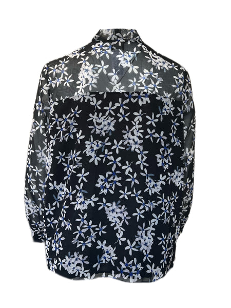 Marina Rinaldi Women's Navy Berna Printed Button Front Blouse Size 18W/27 NWT