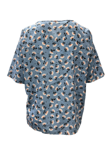 Marina Rinaldi Women's Blue Berna Floral Print Top Size 20W/29 NWT
