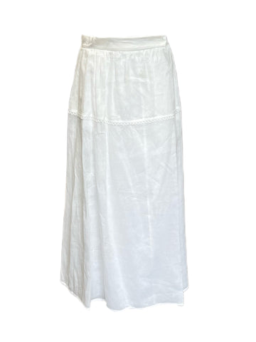 Max Mara Women's Optical White Berto Ramie A Line Cotton Skirt Size 8