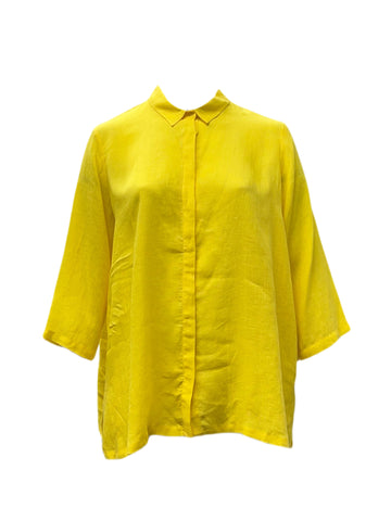 Marina Rinaldi Women's Yellow Betulla Len Shirt NWT