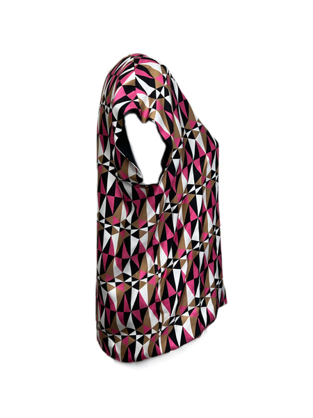 Marina Rinaldi Women's Pink Bicolore Printed Sleeveless Blouse NWT