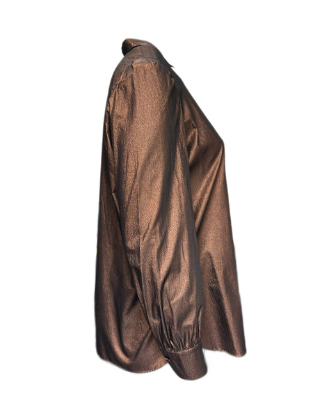 Marina Rinaldi Women's Bronze Bilione Button Down Shirt NWT