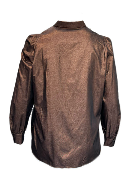 Marina Rinaldi Women's Bronze Bilione Button Down Shirt NWT