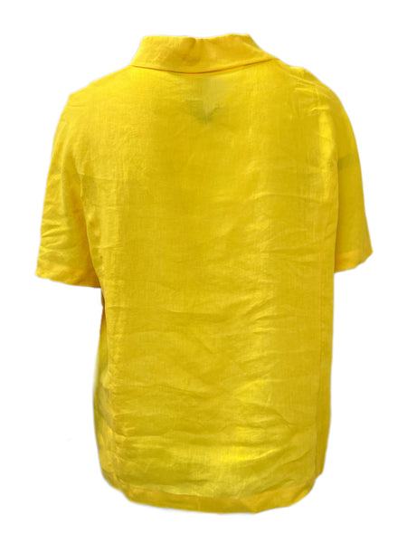 Marina Rinaldi Women's Yellow Biologo Button Down Flax Shirt NWT