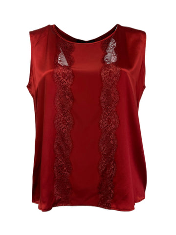 Marina Rinaldi Women's Red Bionico Sleeveless Silk Tank NWT