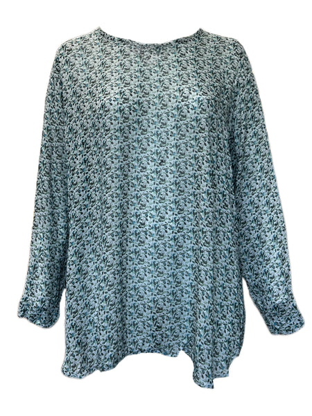 Marina Rinaldi Women's Green Bisanzio Printed Viscose Blouse NWT