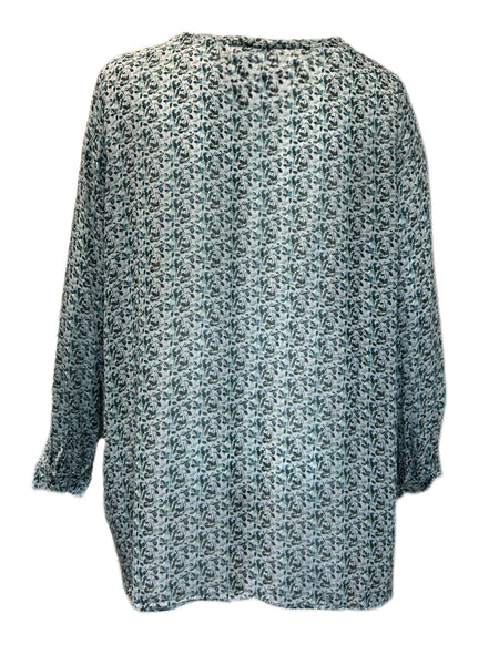 Marina Rinaldi Women's Green Bisanzio Printed Viscose Blouse NWT