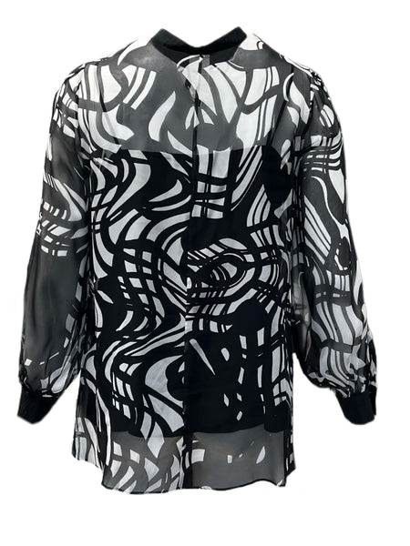 Marina Rinaldi Women's Black Bit Button Down Shirt NWT