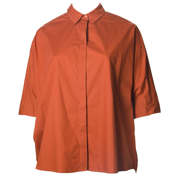 MARINA RINALDI Women's Rust Bivio 1/2 Sleeve Blouse $220 NWT