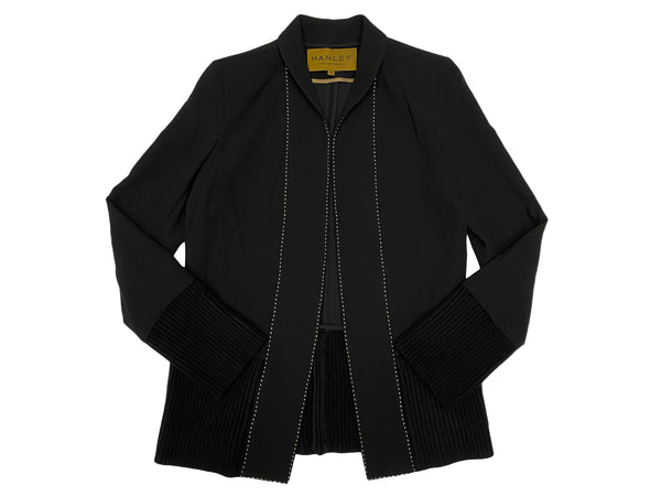 Hanley Mellon Women's Crepe Car Coat with Rib Trim 6 Black