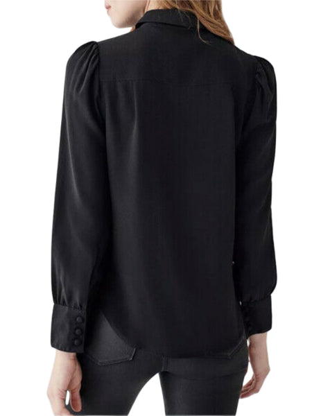 DL1961 Women's Black Marianna Hewitt Button Down Silk Blouse Size M NWT