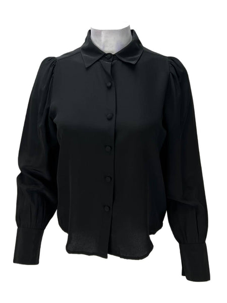 DL1961 Women's Black Marianna Hewitt Button Down Silk Blouse Size M NWT