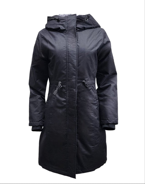 HoodLamb Women's Black Drawstring Natural Hemp Hooded Parka 420 NWT