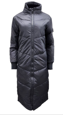 HoodLamb Women's Black Long Hemp Recycled Materials Long Puffer NWT