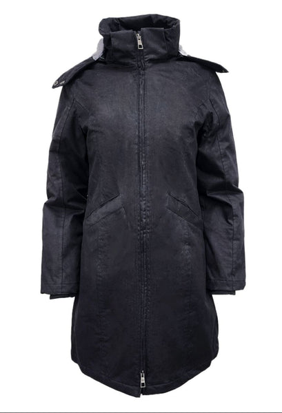 HoodLamb Women's Black Fitted Water Resistant Hemp Parka 420 NWT