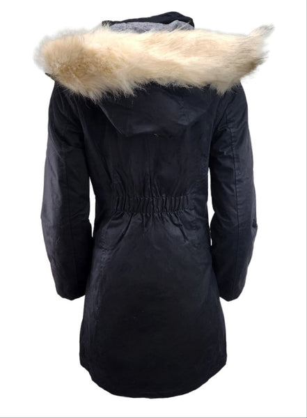 HoodLamb Women's Black Fitted Water Resistant Hemp Parka 420 NWT