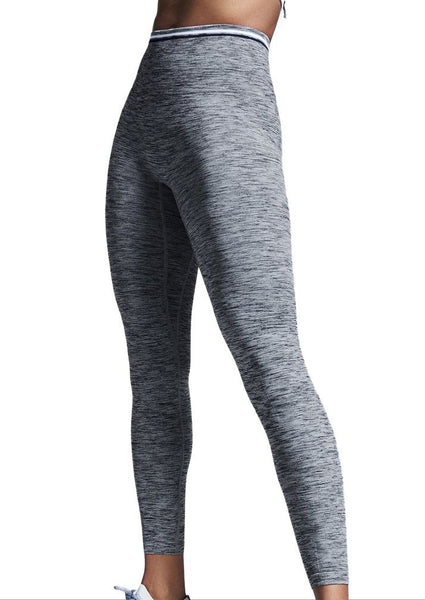 LNDR Women's Grey Marl Blackout Stripe Leggings #SL1032 NWT