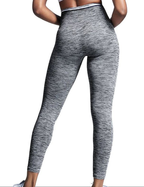 LNDR Women's Grey Marl Blackout Stripe Leggings #SL1032 NWT