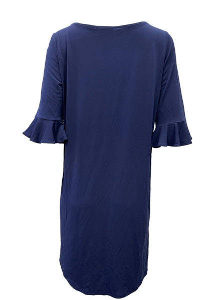 Leota Women's Blue Blake Bell Sleeve Stretchy Dress #2810a NWT