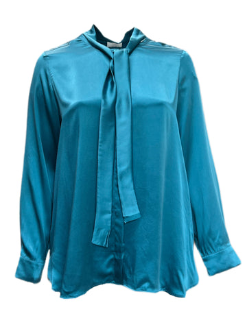 Marina Rinaldi Women's Blue Blanche Silk Blouse Size 20W/29 NWT