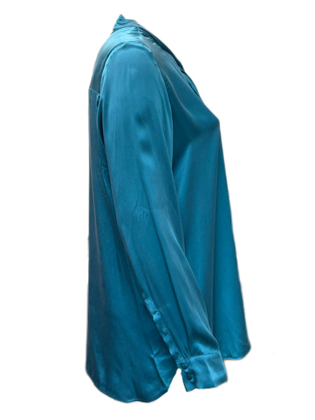 Marina Rinaldi Women's Blue Blanche Silk Blouse Size 20W/29 NWT