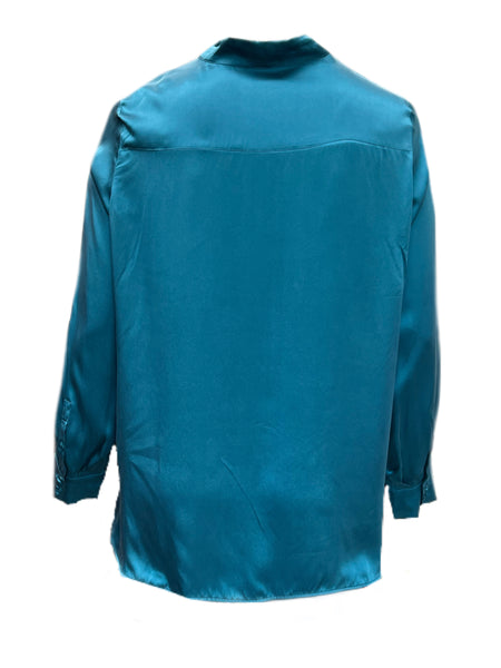 Marina Rinaldi Women's Blue Blanche Silk Blouse Size 20W/29 NWT