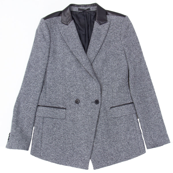 BLK DNM Women's Salt Pepper Tweed Blazer 18 #WBW11901 US 4 $600 NWT