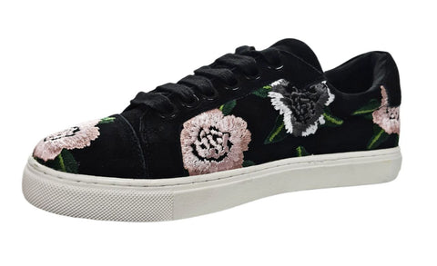 REBECCA MINKOFF Women's Black Floral Embroidery Bleecker Sneakers #M2850 NWB