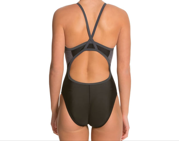 SPEEDO Women's Black Relaunch Splice Flyback One Piece Swimsuit #8122215 28 NWT