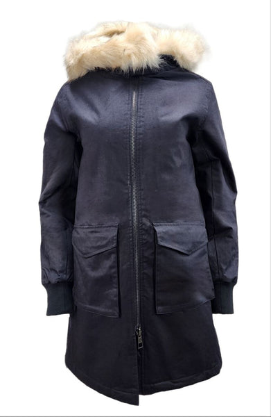 HoodLamb Women's Black Long Natural Hemp Hooded Parka 420 NWT