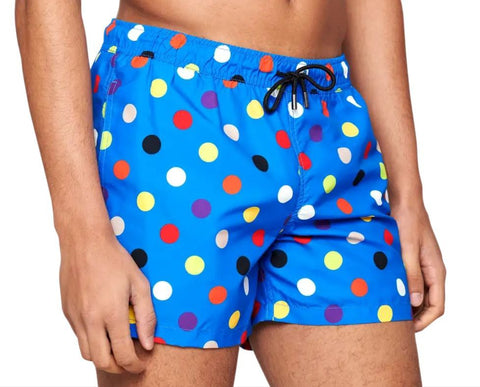 HAPPY SOCKS Men's Blue Big Dot Mesh Lining Swimming Shorts NWT