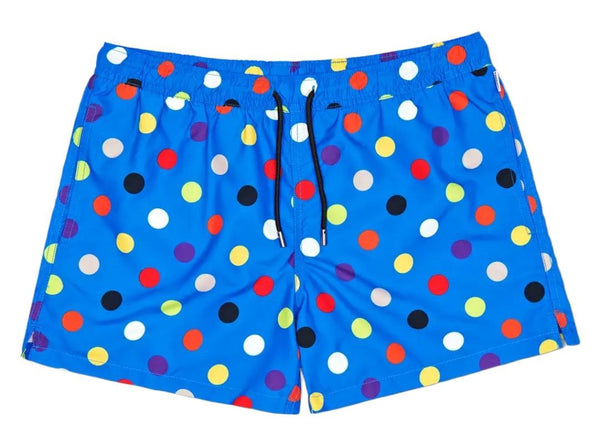 HAPPY SOCKS Men's Blue Big Dot Mesh Lining Swimming Shorts NWT