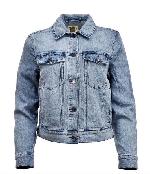 HoodLamb Women's Light Blue Denim Organic Cotton Hemp Jacket 420 NWT