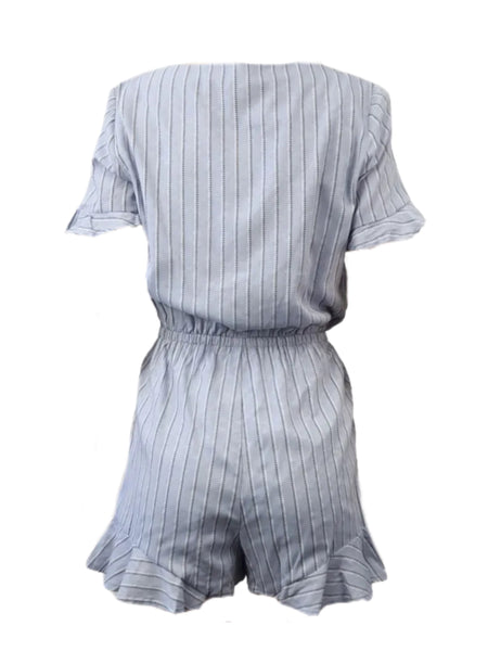 MADISON THE LABEL Women's Blue Short Sleeve V-Neck Romper #MS0238 X-Small NWT