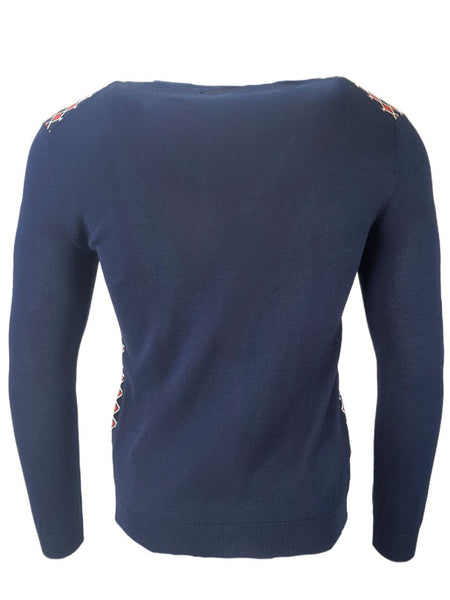 EFM Men's Blue Knitted Stretchy Mariner Cardigan #D1EM5039 NWT