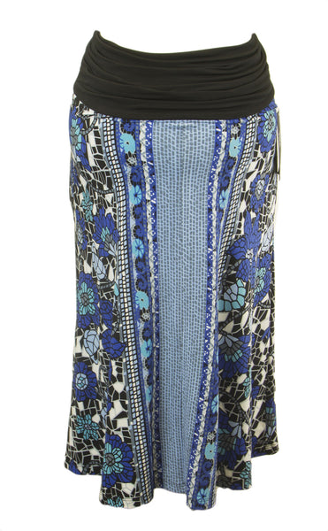 OLIAN Maternity Women's Blue Abstract Print A-Line Skirt I200704 $85 NWT