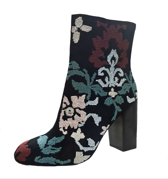 REBECCA MINKOFF Women's Black Bojana Embroidered Booties #M1070584 NWB