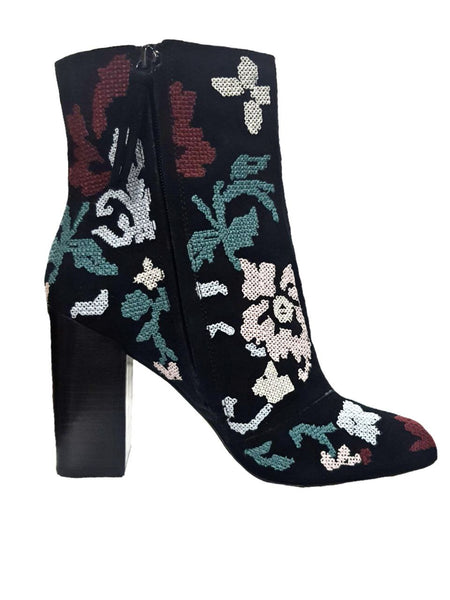 REBECCA MINKOFF Women's Black Bojana Embroidered Booties #M1070584 NWB