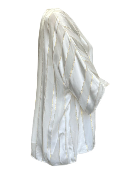 Marina Rinaldi Women's Ivory Bonbon Silk Blouse NWT