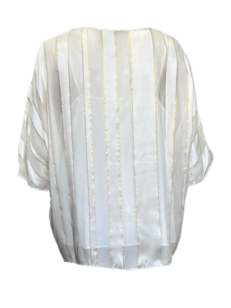 Marina Rinaldi Women's Ivory Bonbon Silk Blouse NWT