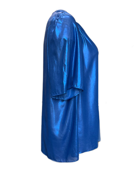 Marina Rinaldi Women's Electric Blue Boom Scoop Neck Blouse NWT