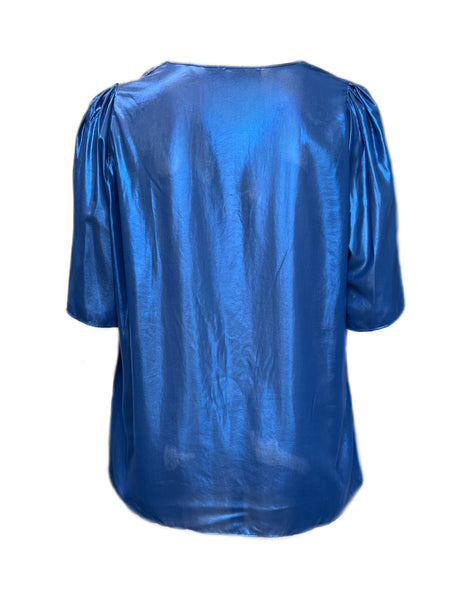 Marina Rinaldi Women's Electric Blue Boom Scoop Neck Blouse NWT