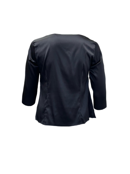 Marina Rinaldi Women's Black Boreale Pullover Blouse NWT