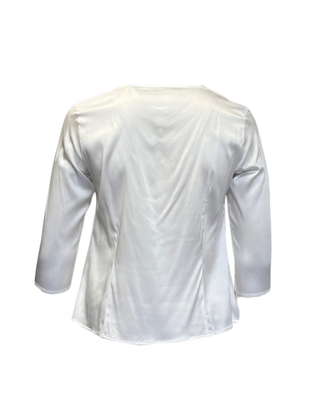 Marina Rinaldi Women's White Boreale V Neck Top NWT